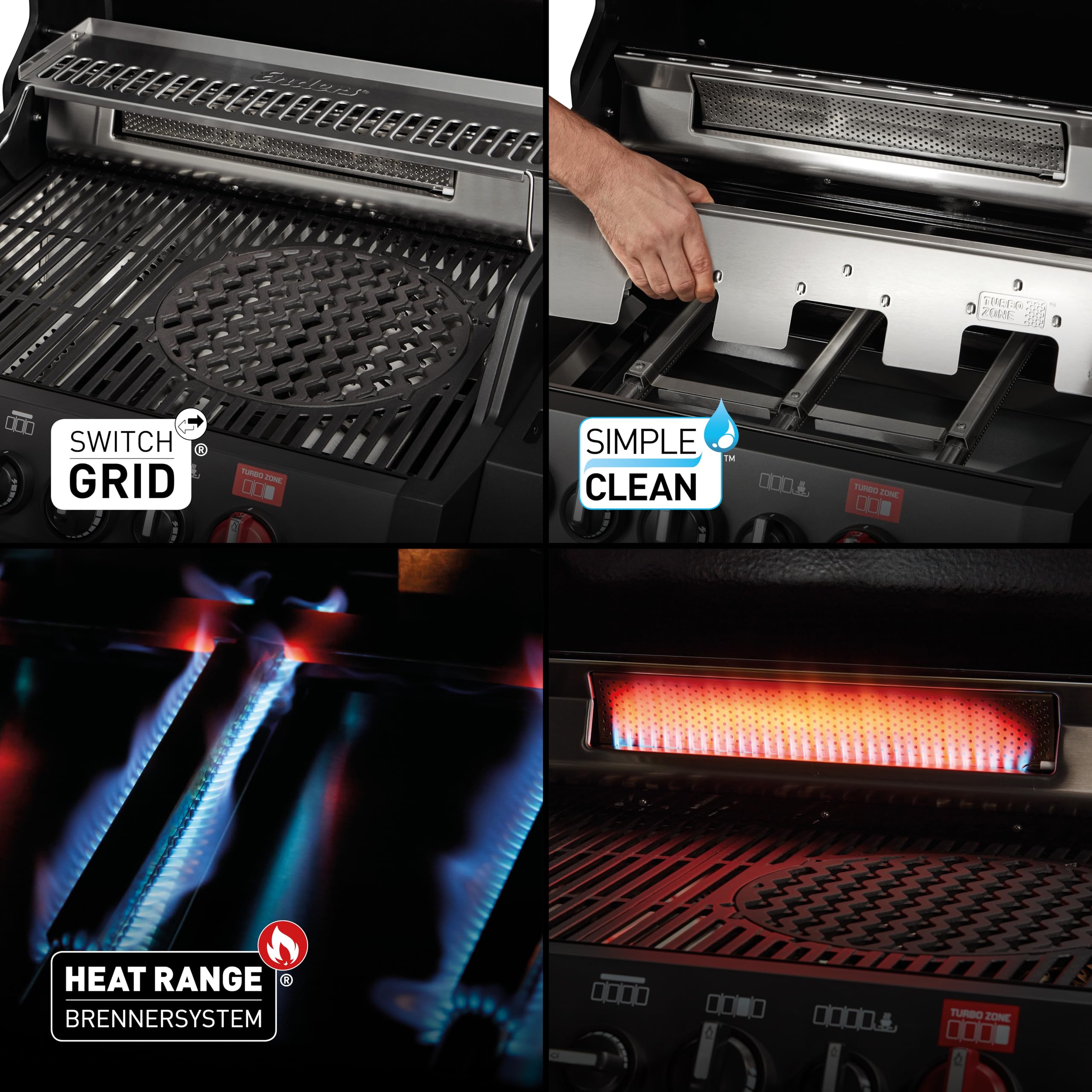 Enders® Gasgrill MONROE PRO 3 SIK TURBO SHADOW, 3-Edelstahlbrenner, Seitenkocher, Infrarot-Backburner, Sichtfenster, HEAT RANGE™, SWITCH GRID™, 800 °C TURBO ZONE™, SIMPLE CLEAN™, #8381