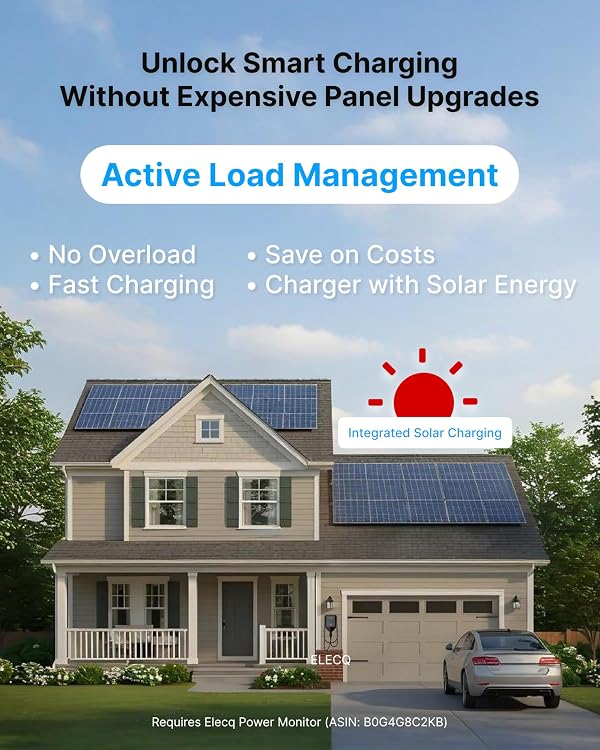 ELECQ Home EV Charger Level 2, Active Load Management, Solar Charging Modes, OCPP Compatible & Future-Proof, 50A Hardwired EVSE with J1772 Connector by ELECQ - Used condition - Image 2