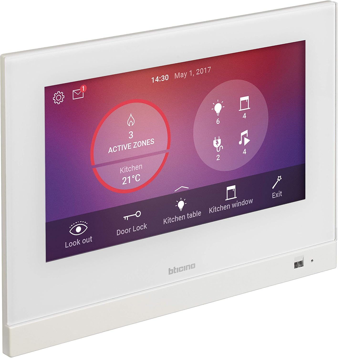 7-inch video tube with touch screen, MyHOME center with WLAN/LAN and smartphone connection
