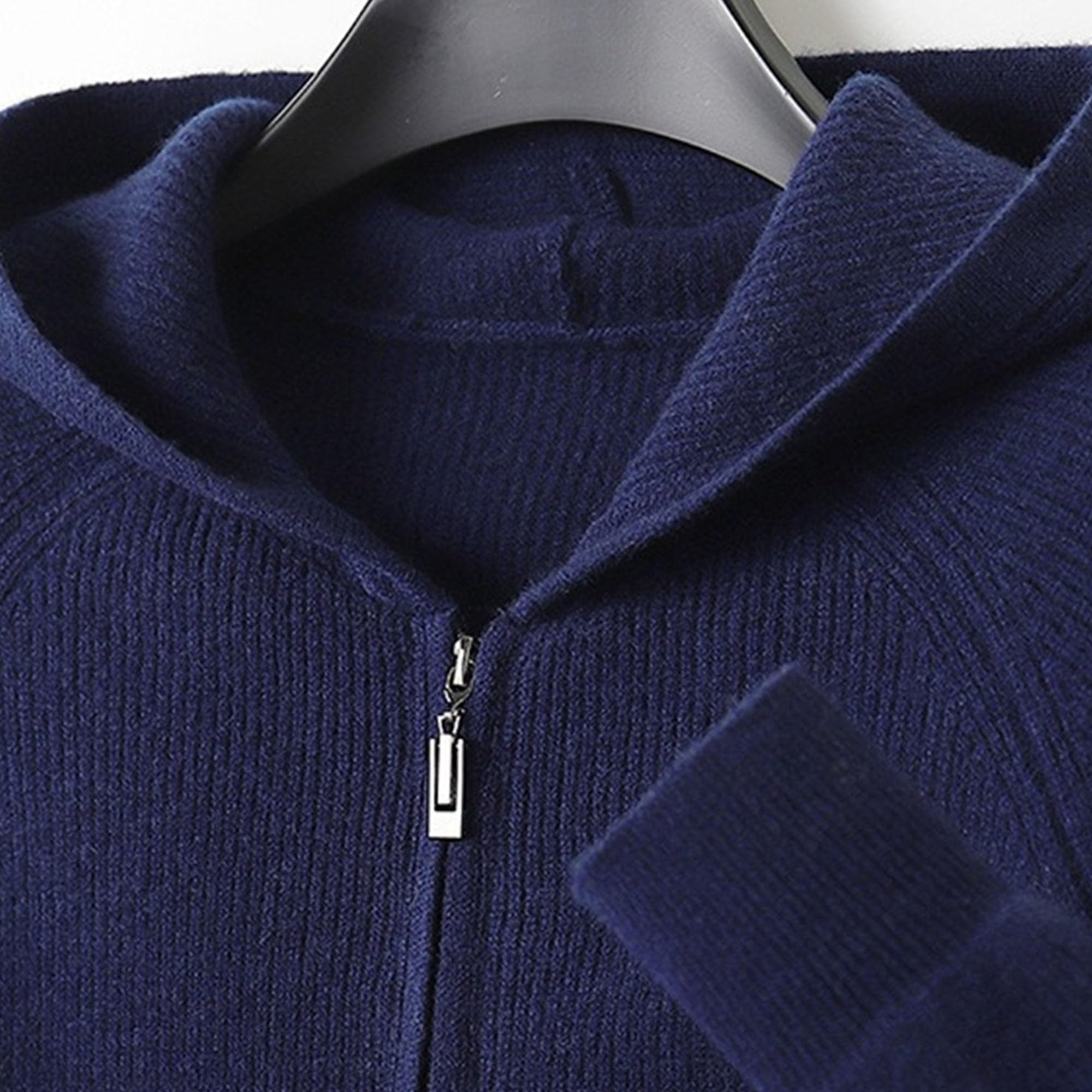 Cardigan da uomo in lana merino-lana con cappuccio e cerniera morbido cardigan con cappuccio autunno-inverno tinta unita felpa allentata