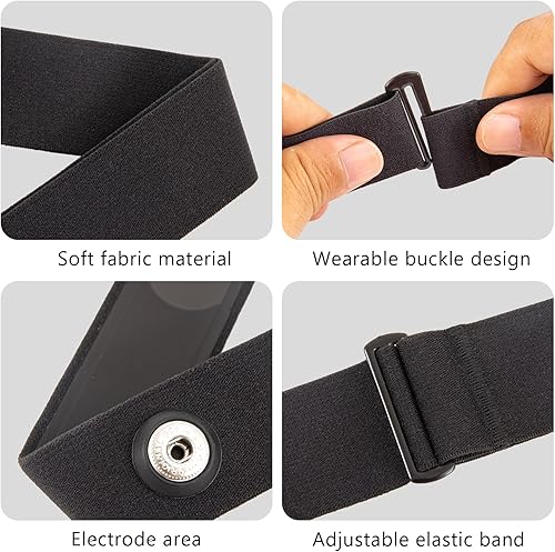 Miniatura 5 de Correa de pecho de repuesto para monitor de frecuencia cardíaca compatible con Polar H7 H1 Wahoo Tickr Garmin, correa de pecho suave de repuesto