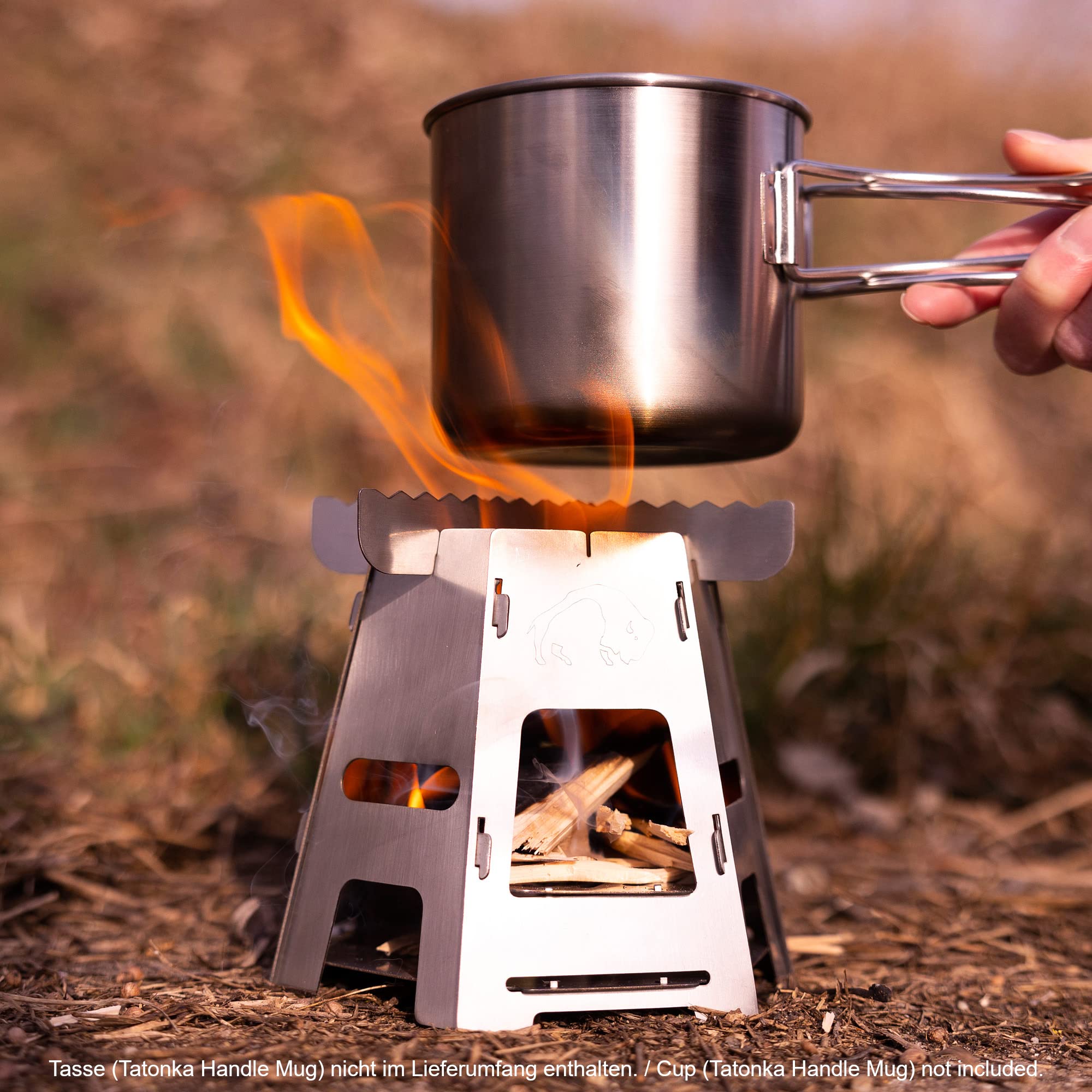 Tatonka Outdoor-Kocher Hobo Burner - Holzofen aus Edelstahl - flach zerlegbar, leicht und platzsparend - für feste Brennstoffe
