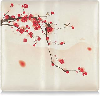 Linqin Car Registration and Insurance Card Holder, Oriental Style Painting Plum Blossom Spring Glove Box Organizer Card Document Wallet
