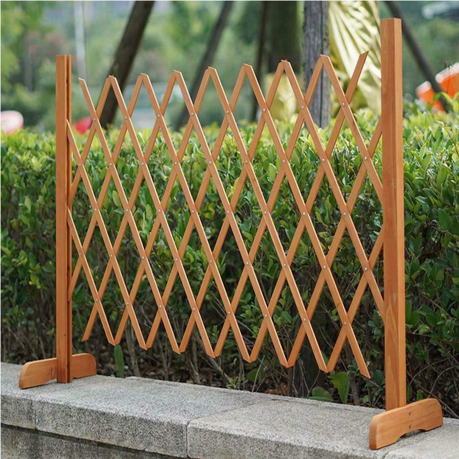 Expanding Portable Fence Wooden Screen Gate Trellis Style Freestanding Kids  Safety Dog Pet Patio Lawn Divider