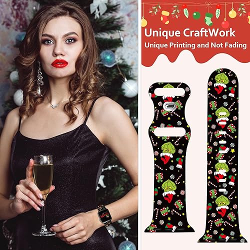 Miniatura 3 de Correa de reloj de Navidad para Halloween compatible con Apple Watch Band de 1.496 in, 1.575 in, 1.614 in, 1.654 in, 1.732 in, 1.772 in, iWatch