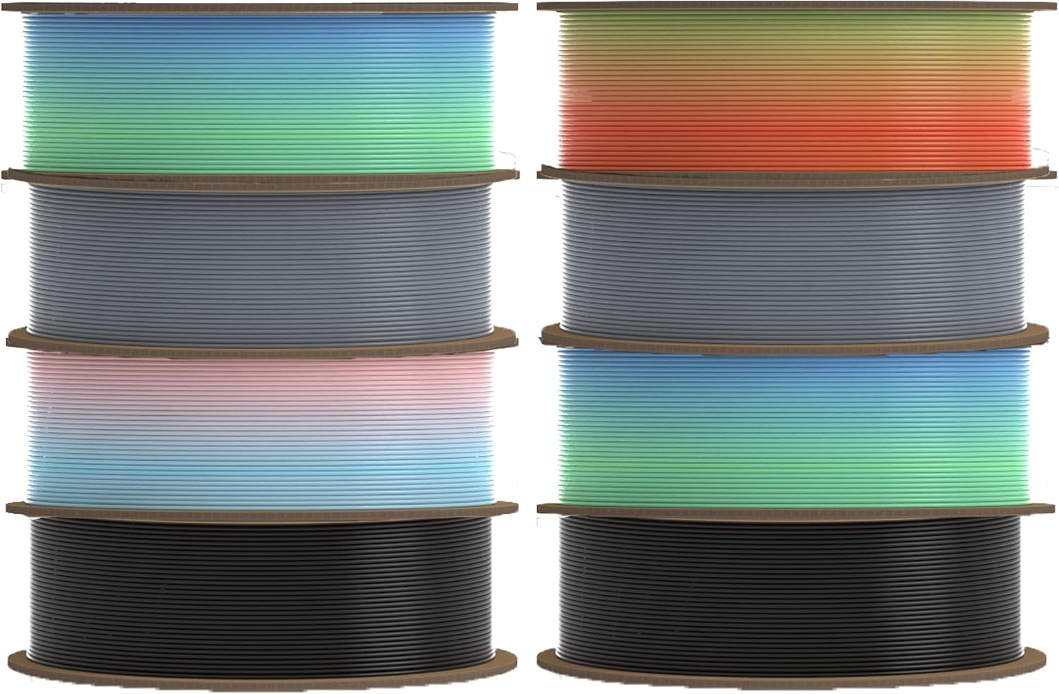 Creality Hyper PLA Filament 1.75mm, 30-600mm/s High-Speed 3D Printer Filament, Dimensional Accuracy +/-0.02mm, Fits Most FDM 3D Printers, 8-Pack of 1Kg Spools (2.2 lbs), Black&Grey&Rainbow