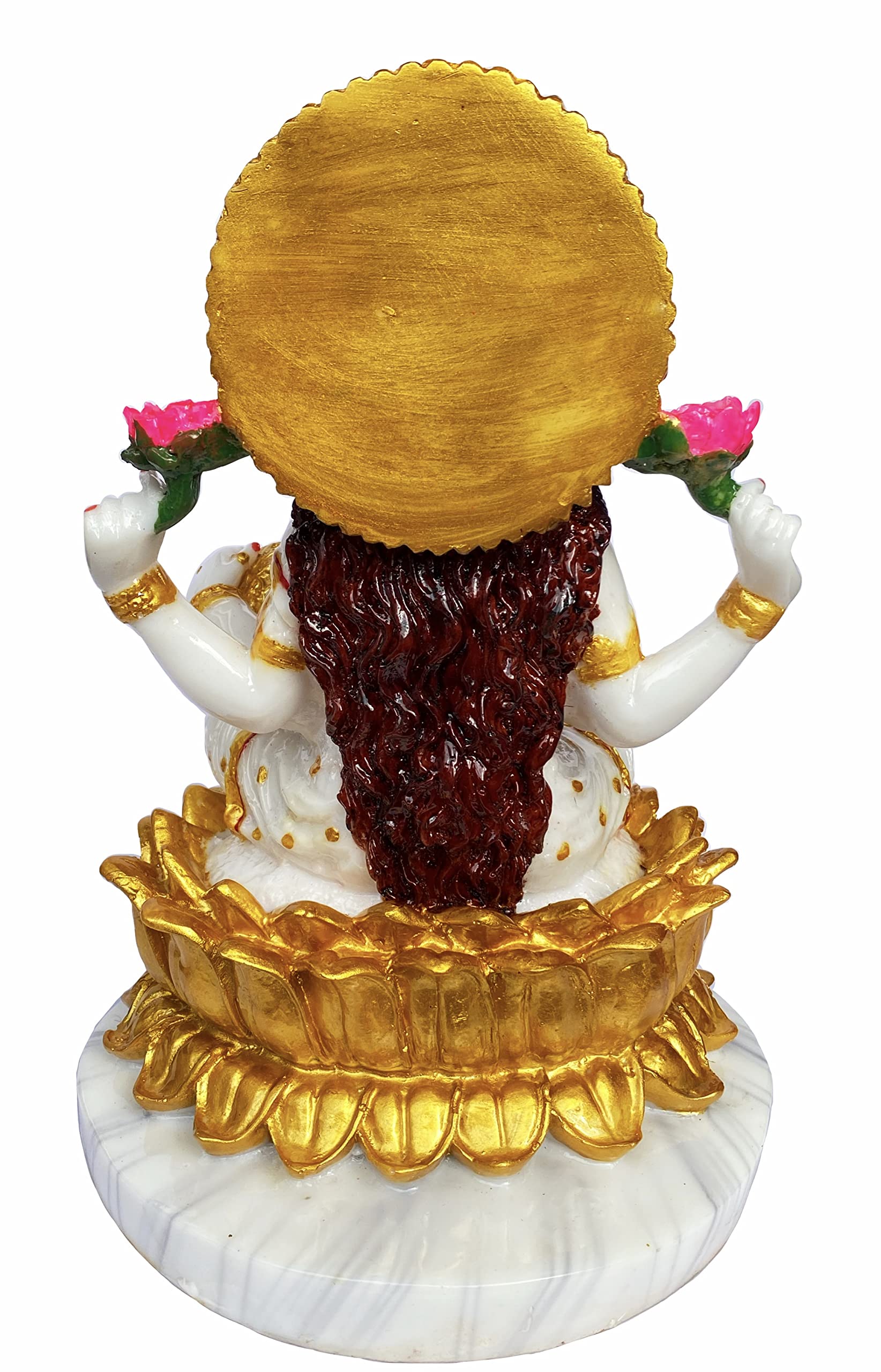 KRISHNAGALLERY1 Marble Lord Laxmi ji Murti Laxmi MATA Devi Murti Statue Idol for Pooja Health Wealth Good Luck Money, Golden Big Large Size 13 Inch 1 Feet 3