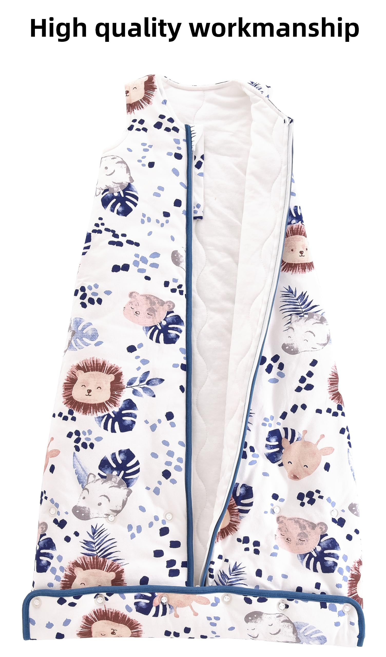 Chilsuessy Gigoteuse Bébé Fille Garçon Hiver Pyjama, Tog 2.5 Coton Turbulette Gigoteuse Longueur Ajustable, Lion zèbre, 110cm/Taille Bébé 100-120cm