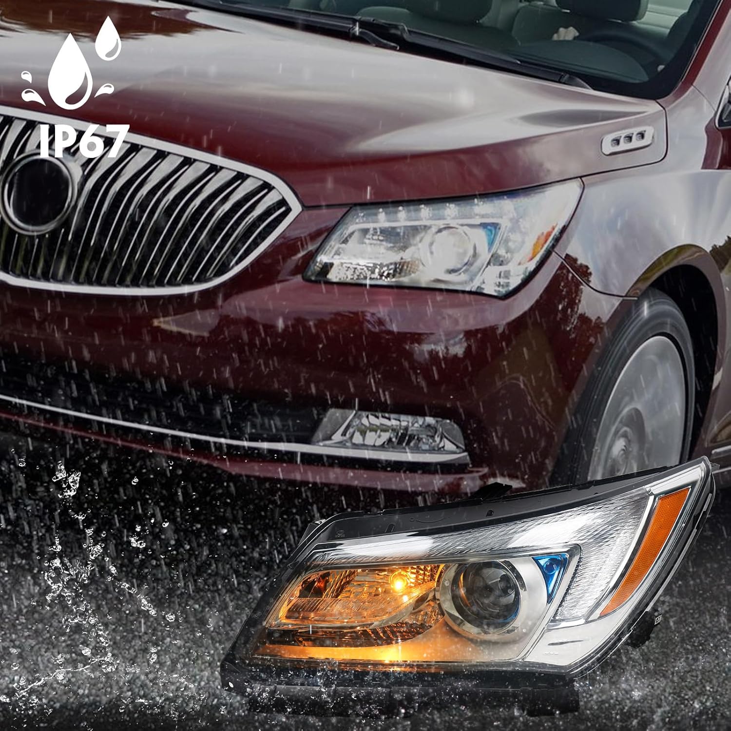 FIONE Halogen Headlights Assembly Compatible with Buick LaCrosse 2014 2015 2016 Factory Headlamps Front Light Right Passenger Side RH（Not fit HID model）
