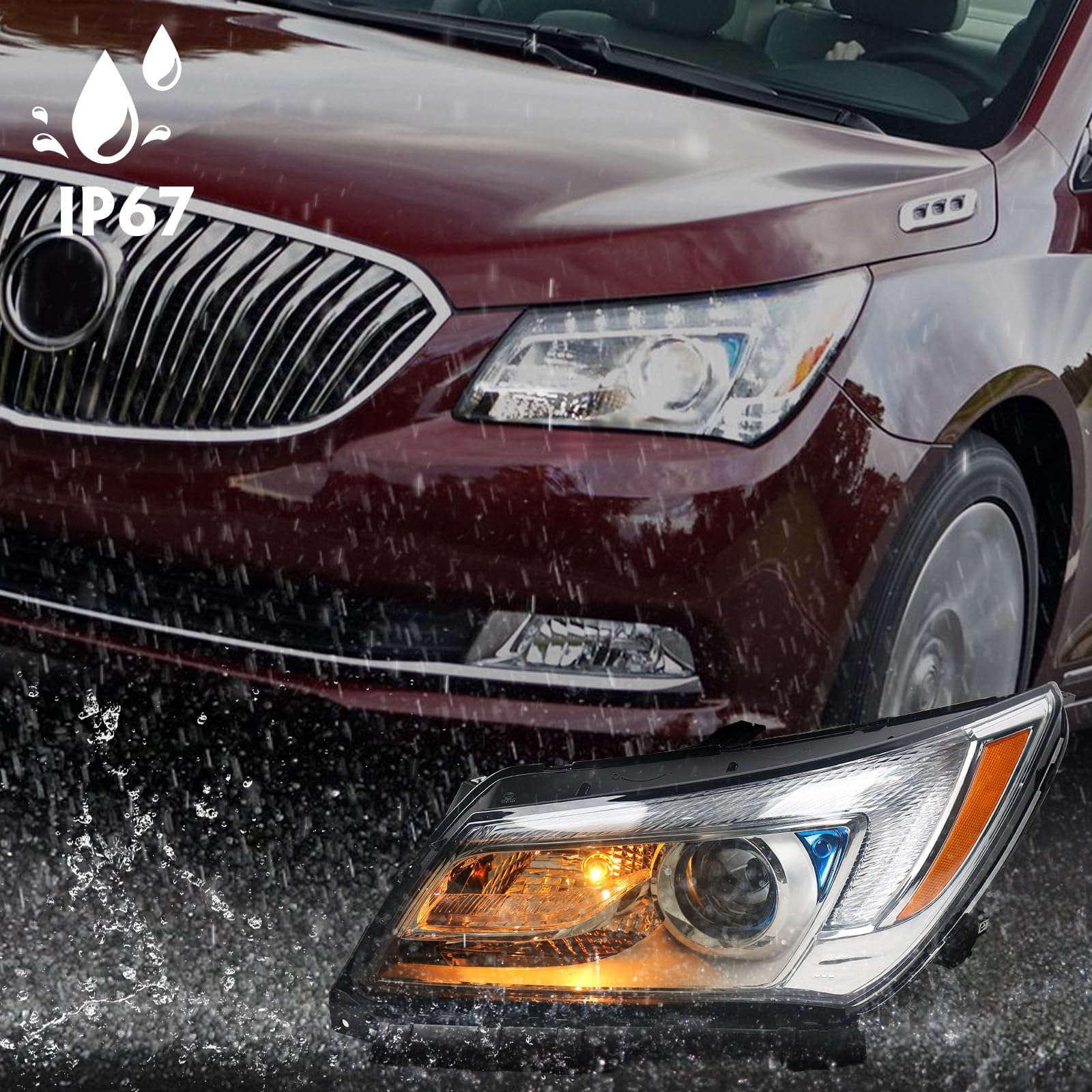 FIONE Halogen Headlights Assembly Compatible with Buick LaCrosse 2014 2015 2016 Factory Headlamps Front Light Right Passenger Side RH Does Not fit HID model