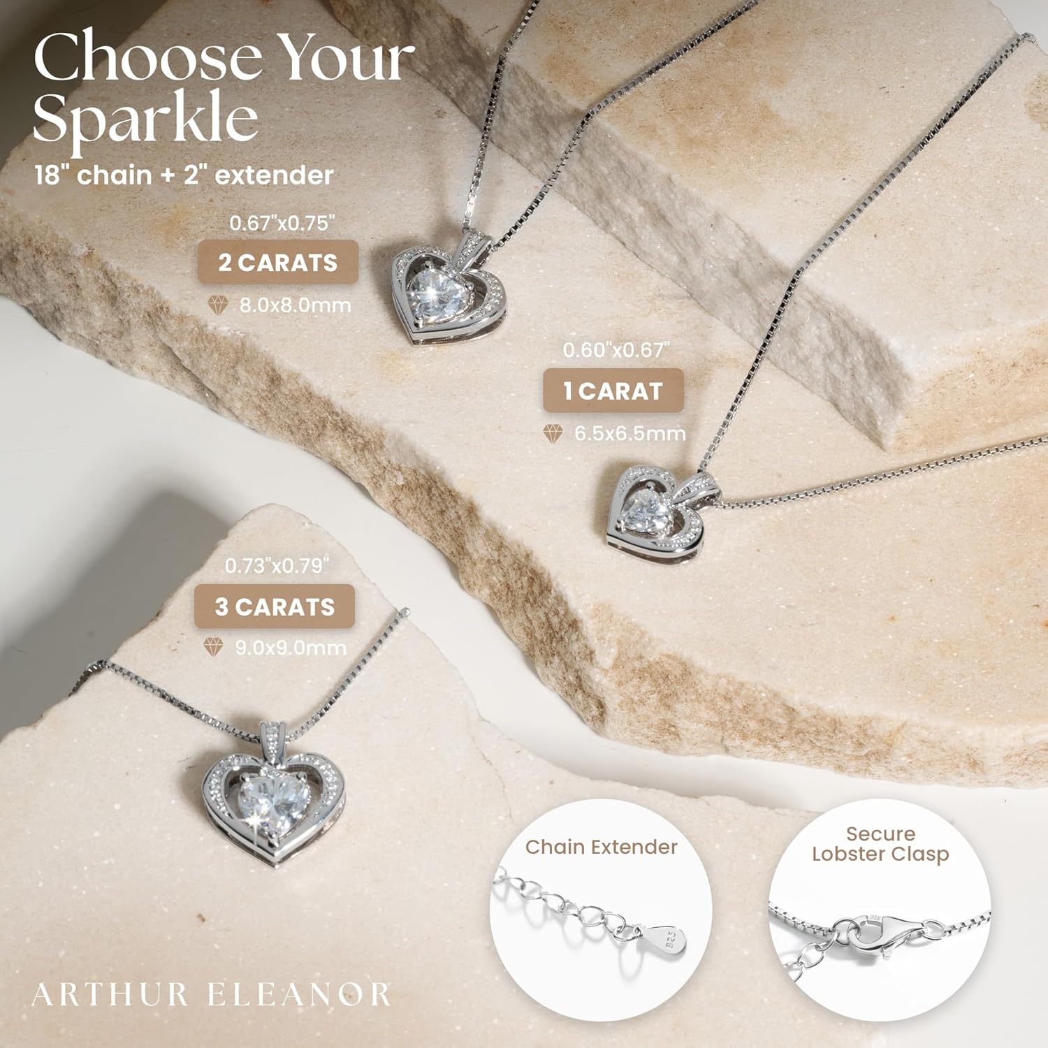 Moissanite Heart Necklace - 925 Sterling Silver Necklaces for Women | Birthday Gifts for Women, Christmas Gifts for Her, Jewelry Gift for Wedding, Anniversary, Valentine's Day Gift for Wife - Image 4