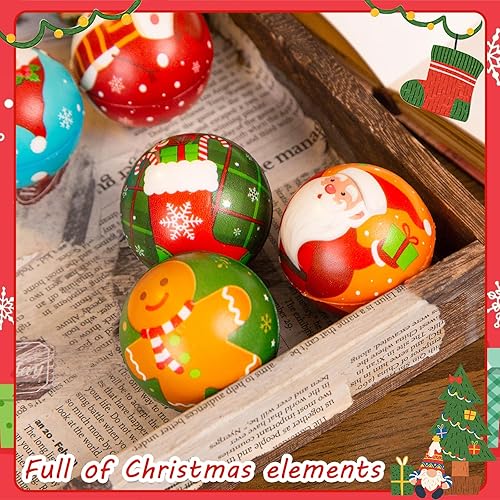Miniatura 5 de LovesTown 25 bolas de estrés de Navidad a granel, bolas para apretar, juguetes para ansiedad de Navidad, rellenos de calcetines de Navidad para