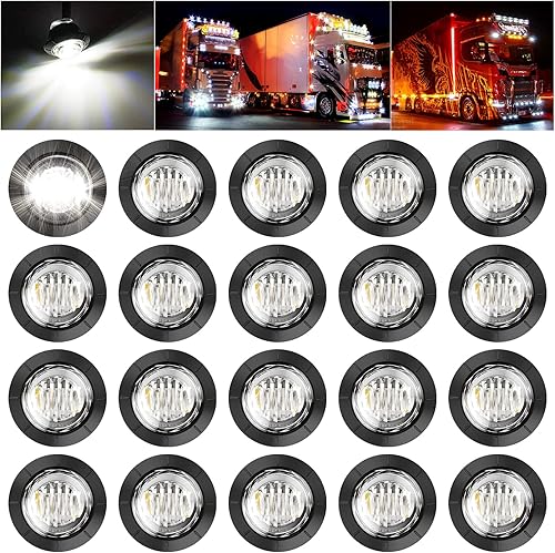 PSEQT Luces LED redondas de 34 pulgadas para marcador lateral delantero trasero superior indicadores luz trasera impermeable para remolque, camión,