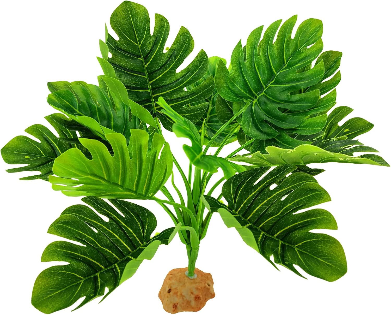 WishLotus Fish Tank Plant Decoration, Artificial PlasticPlant Leaves with Base, Aquarium Landscape Plant Ornament for Fish Tank Aquarium Decoration, Betta Rest Hiding Leaves