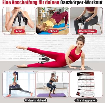 Oberschenkeltrainer 10-100 lbs Beintrainer für Zuhause mit Widerstandsbändern & Trainingsposter Multifunktionaler Beckenbodentrainer für Frauen & Männer Adduktoren & Abduktoren Trainingsgerät