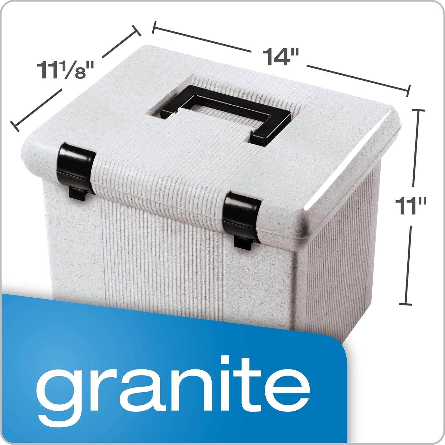 Gray Granite Portable File Storage Box with Handle