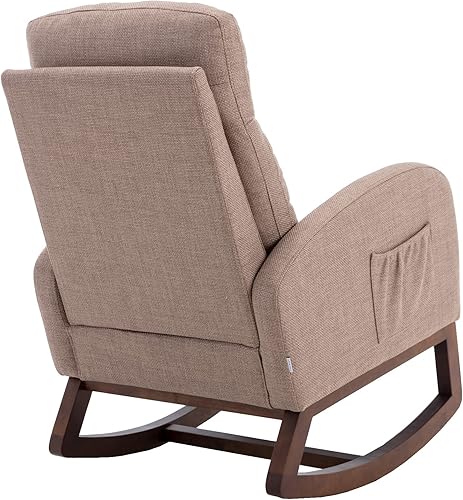 Miniatura 14 de HomSof Mecedora para guardería de poliéster beige silla moderna para sala de estar y dormitorio Poliéster beige,Poliéster Camel