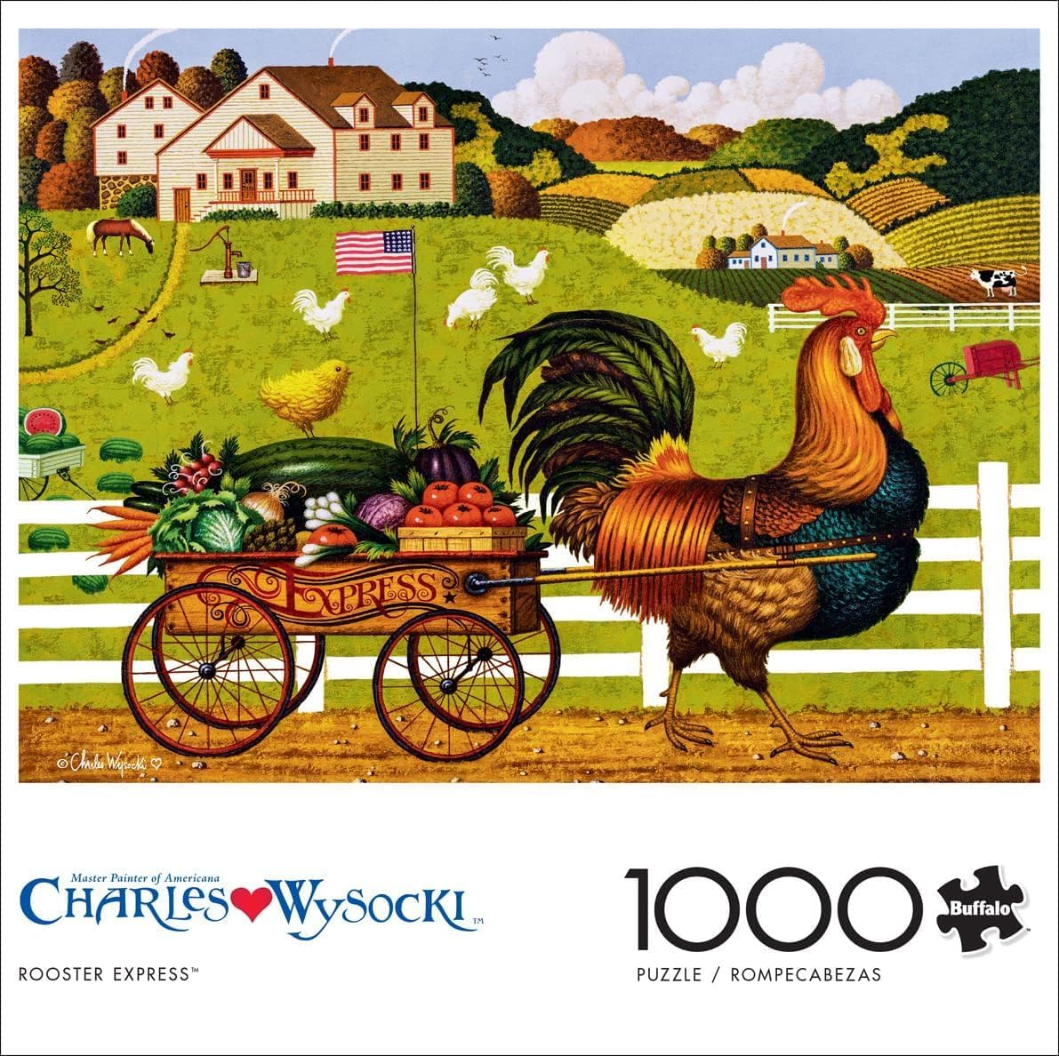 Buffalo Games - Charles Wysocki - Rooster Express - 1000 Piece Jigsaw Puzzle For Adults -Challenging Puzzle Perfect for Game Nights - Finished Size is 26.75 x 19.75