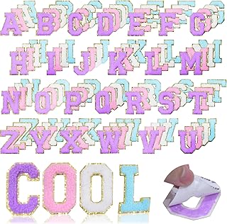 104 Pcs Chenille Letter Patches Iron on Letters Self Adhesive Chenille P...