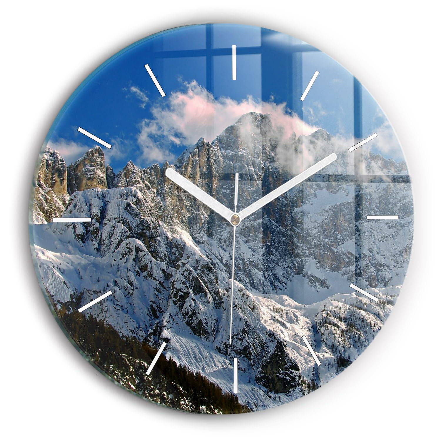 Horloge en verre Wallfluent décorative pour salon et bureau style montagne