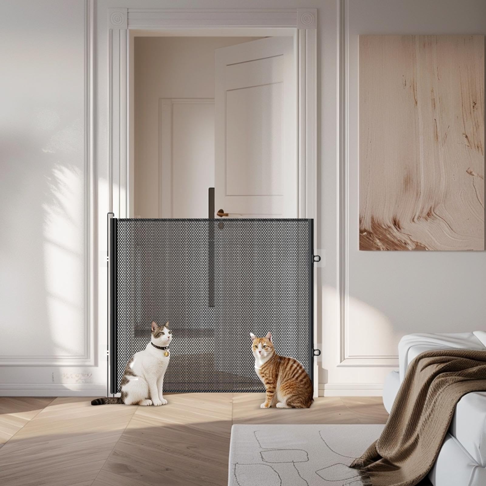 Barrera Para Gatos De Puerta Barrera Artículos Protección Infantil | Puertas De Seguridad Retráctiles Para Mascotas Pasillo Porche Armario Multiusos Dormitorio Salón Apartamento Niño Gatito