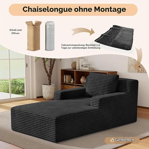 Boneless Sofa Cloud Sofa with Sleep Function 160 cm Black