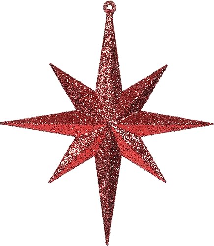 Vista 5 de Vickerman Adorno de Navidad de estrella de Belén con purpurina iridiscente de oro rosa de 8 pulgadas, 4 por caja