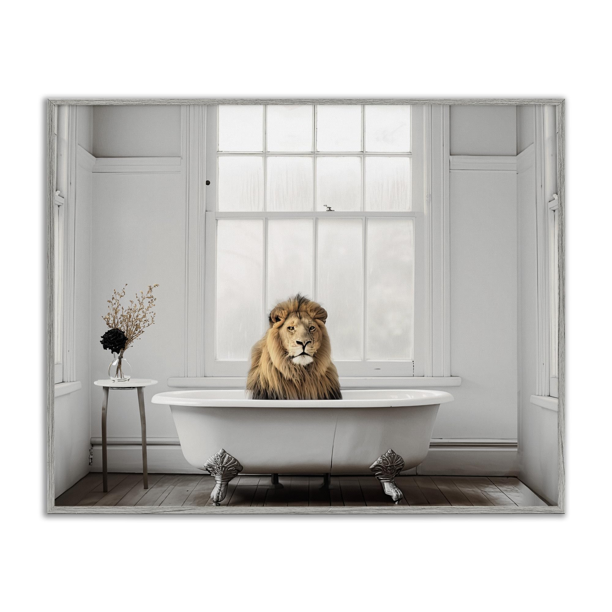 Impression giclée minimaliste Lion Gris Stupell crée une ambiance zen dans votre bureau
