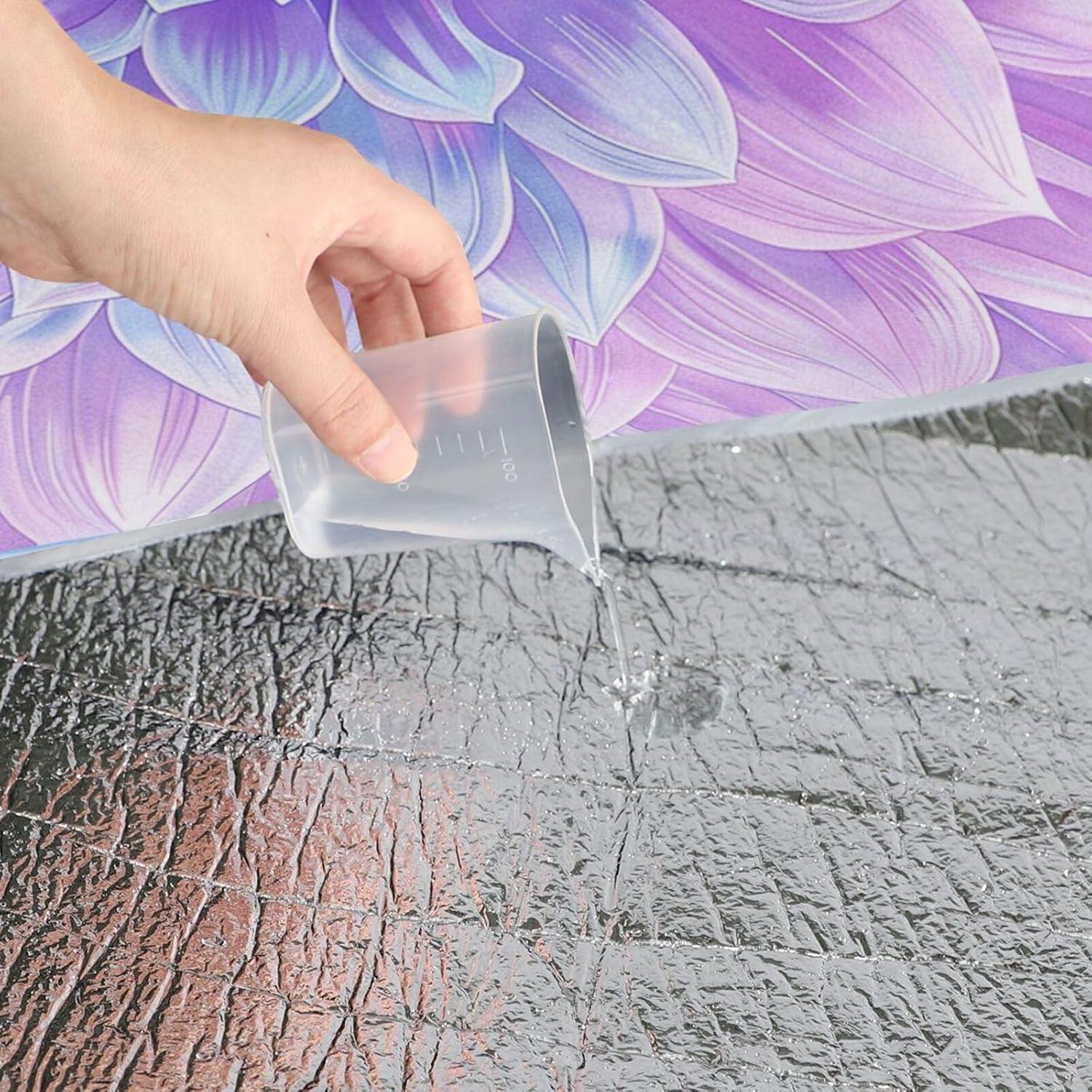 Round Picnic Blanket - Fits 2 Adults, Summer Accessories Foldable Outdoor Camping Mat for Beach Mat or Family Outdoor Camping Party 58 in (Boho Purple Blooms Mystery)