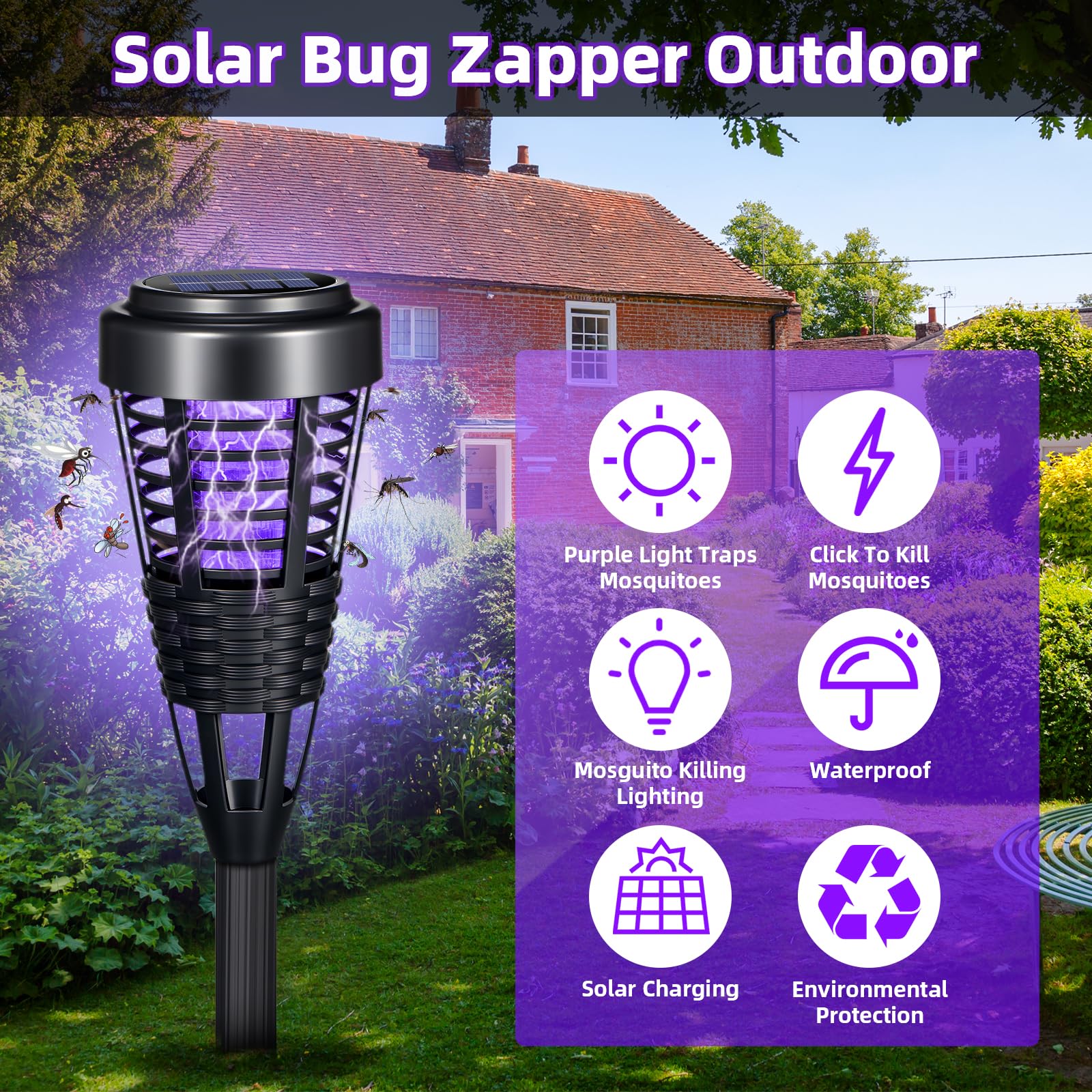 Amazon.co.jp: 2026 Solar Bug Zapper 屋外 - 防水 モスキートキラー