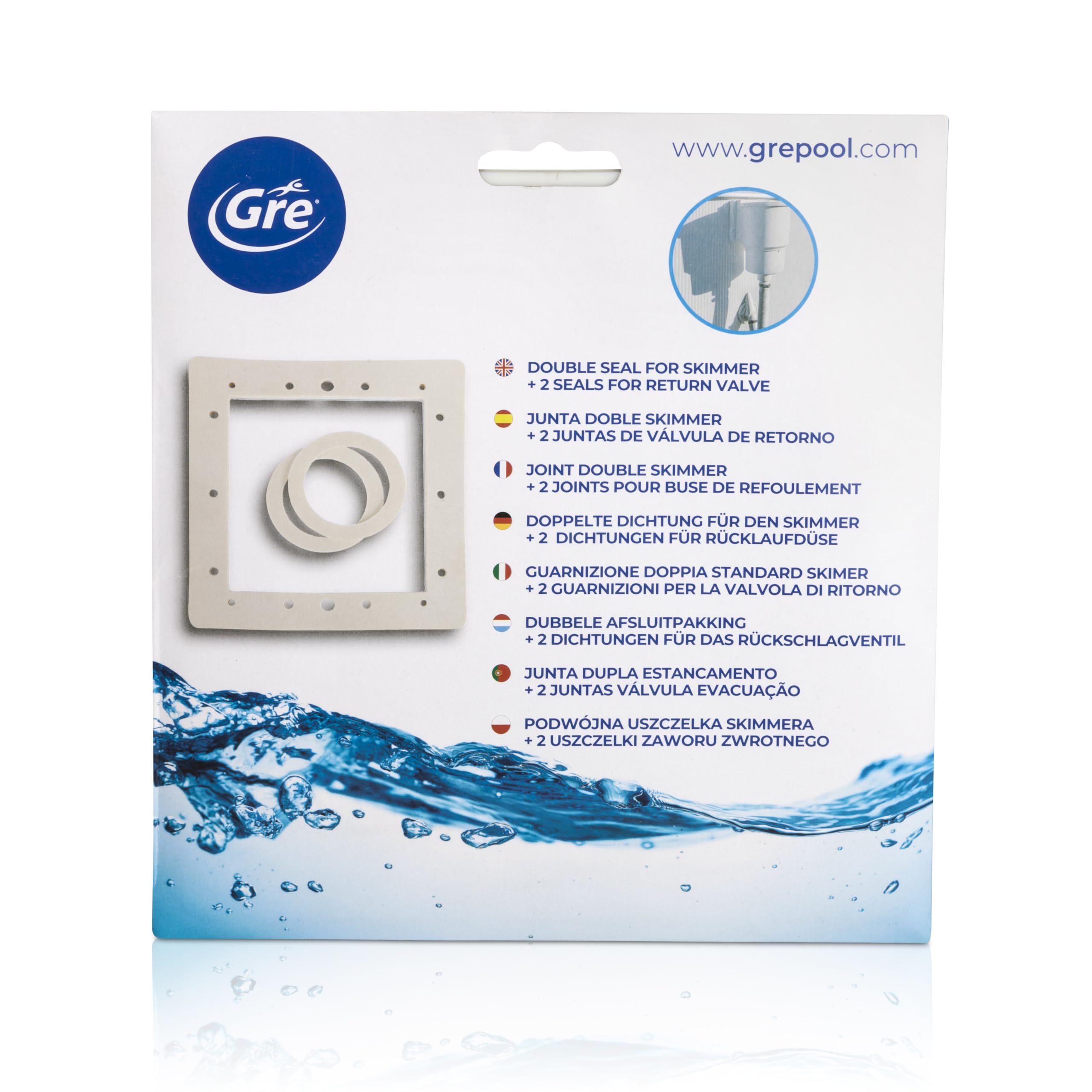 Gre AR521 - Pack de recambios para Skimmer Junta Doble para Skimmer y 2 válvulas de Retorno.
