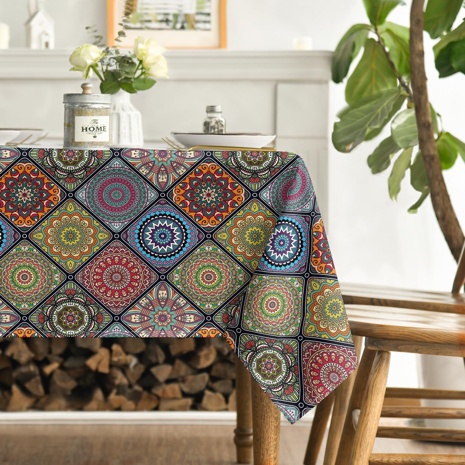 Runner Tavola Vintage Boho 40x100cm - Decorazione Geometria Marocchina, Per Natale E Feste