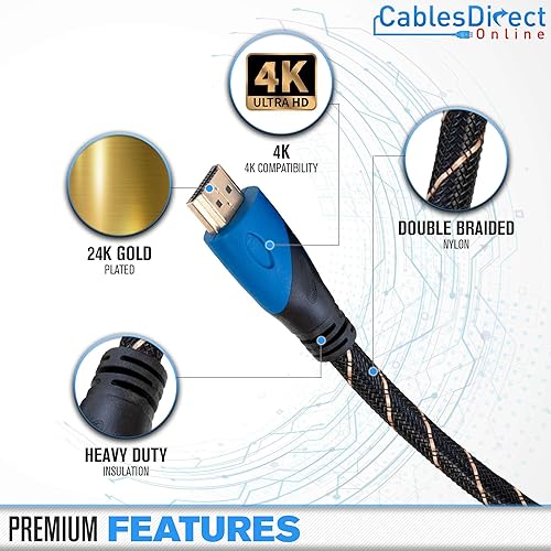Miniatura 10 de Cable HDMI de alta velocidad de 6 pies 4K HDR 18 Gbps Ethernet de retorno de audio chapado en oro 2.0 60Hz UHD ARC universal compatible con