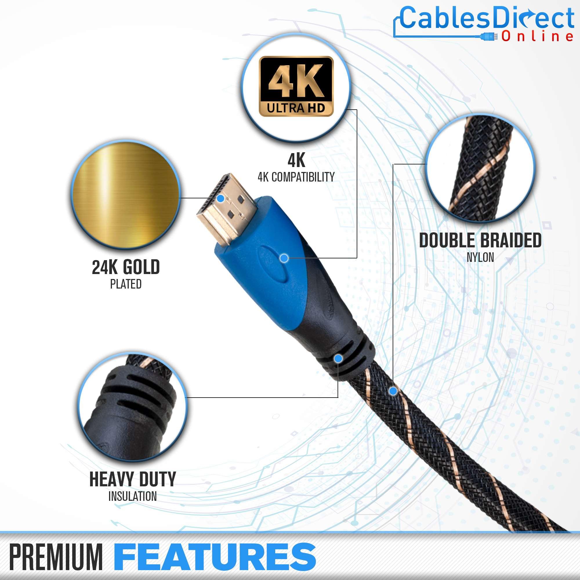 Cavo HDMI ad alta velocità 4K HDR 18Gbps Ethernet canale di ritorno audio placcato oro 2.0 60Hz UHD ARC universale compatibile con proiettore HDTV, console di gioco laptop Home Theater (12,4 m,