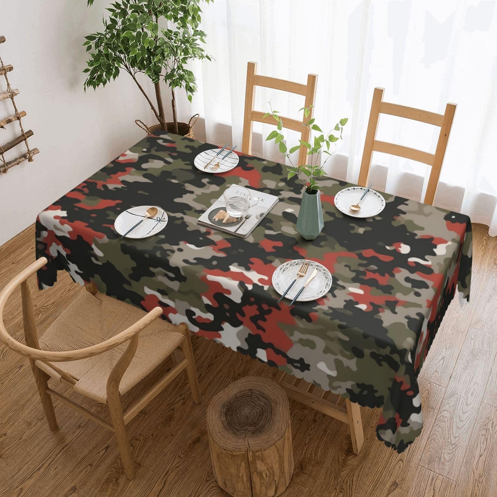 Nappe rectangulaire camouflage pour table à manger et moments conviviaux au café