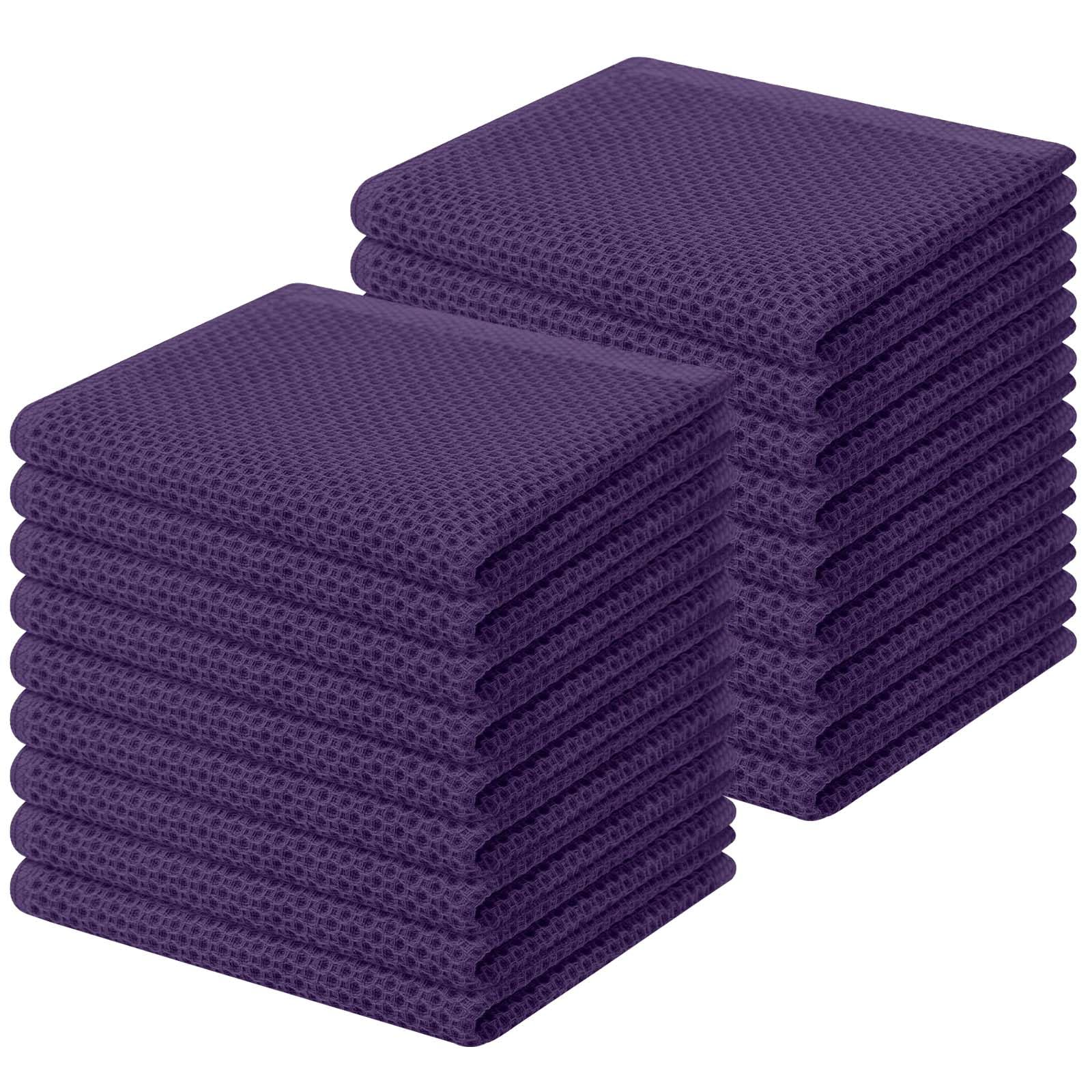 Homaxy 100% Cotton Waffle Weave Kitchen Dish Cloths 18-Pack, Eggplant
