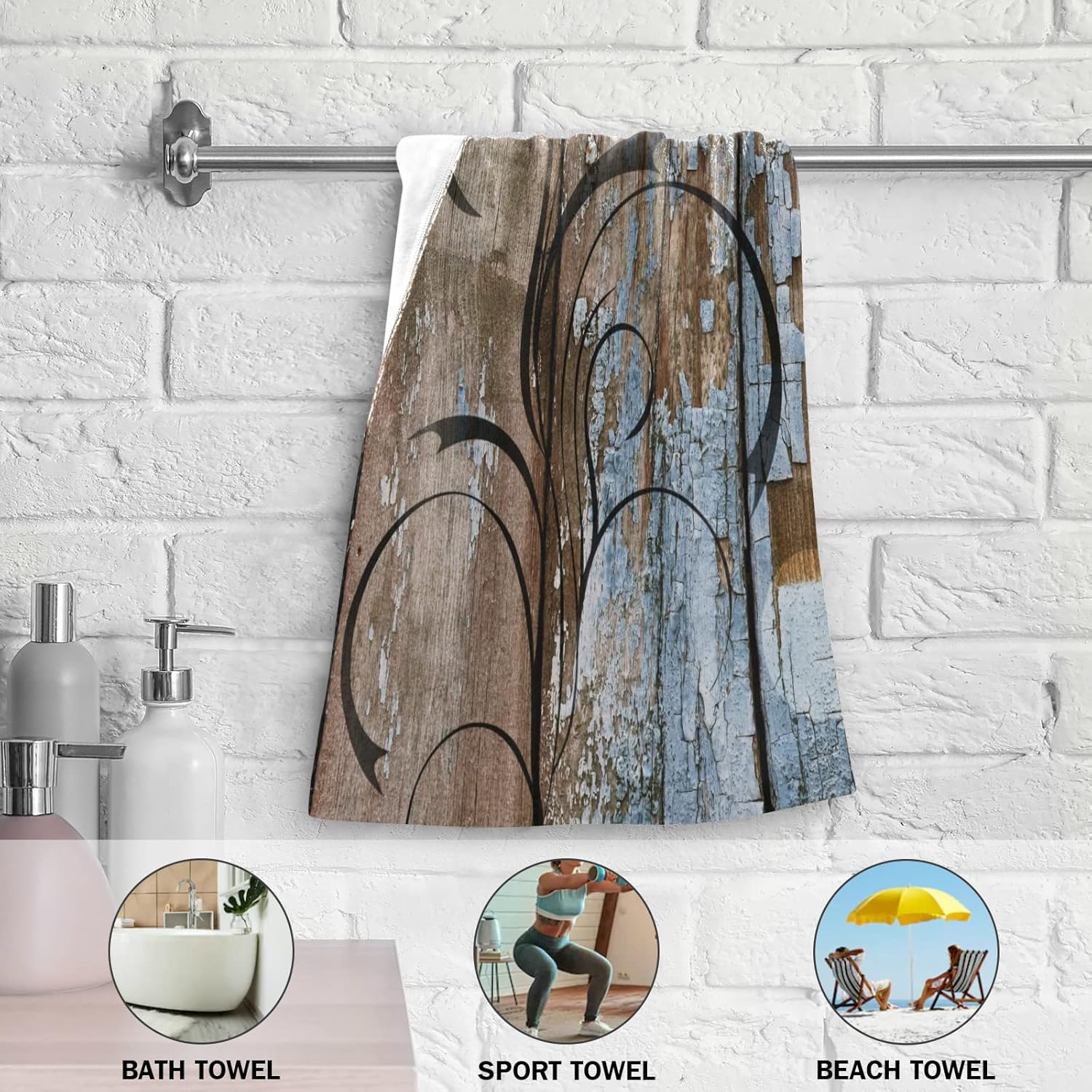 Blue Brown Hand Towels for Bathroom Set of 2 Rustic White Daisy Floral Farmhouse Spring Country Soft Absorbent Kitchen Towels,Decorative Bathroom Towels for Bath,Gym,Spa,Shower 28x14in - Image 5