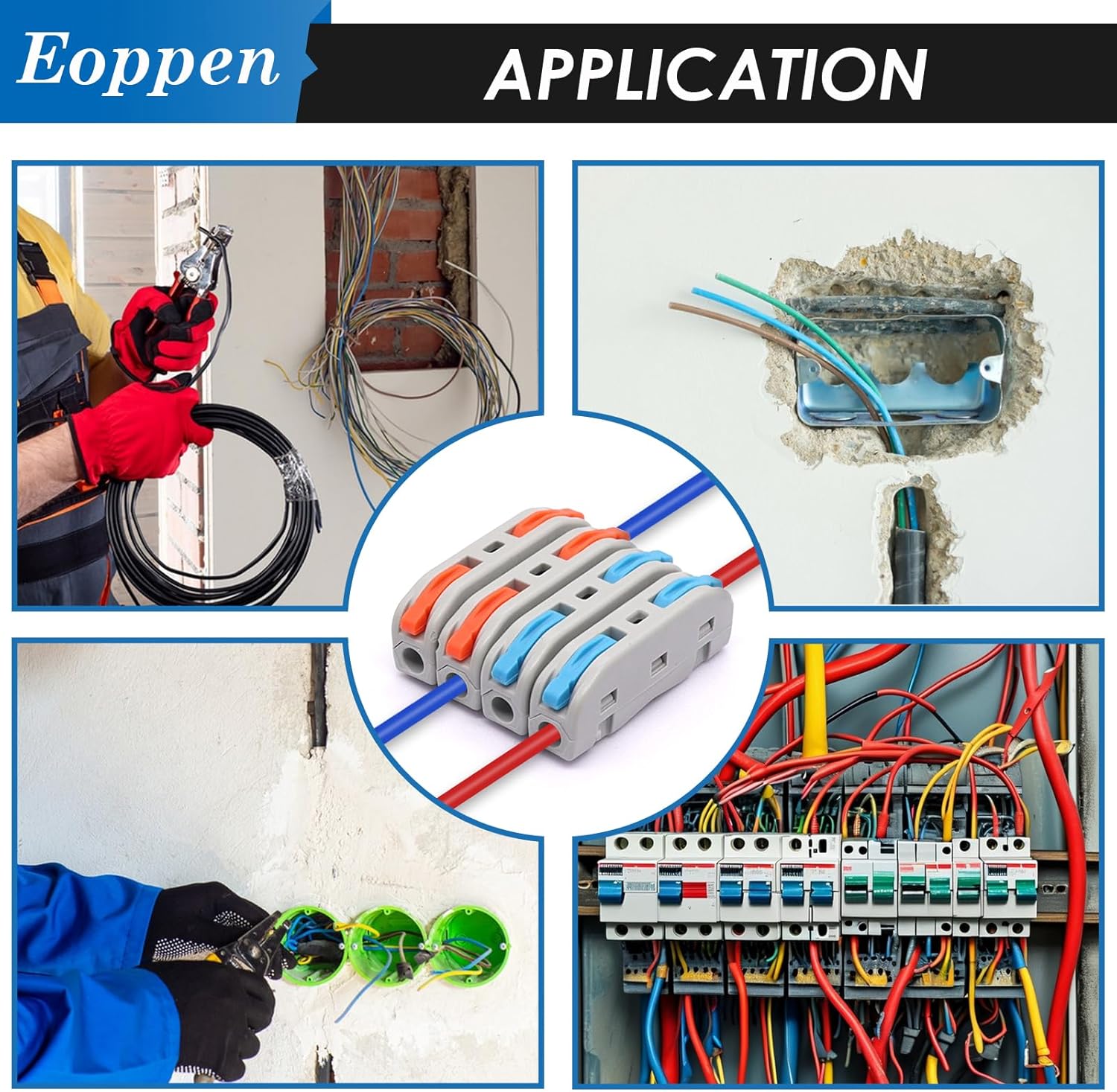 60Pcs Lever Wire Connectors 28-12 AWG Quick Connect Electrical Splicing Kit for Circuit Inline 1 in 1 out