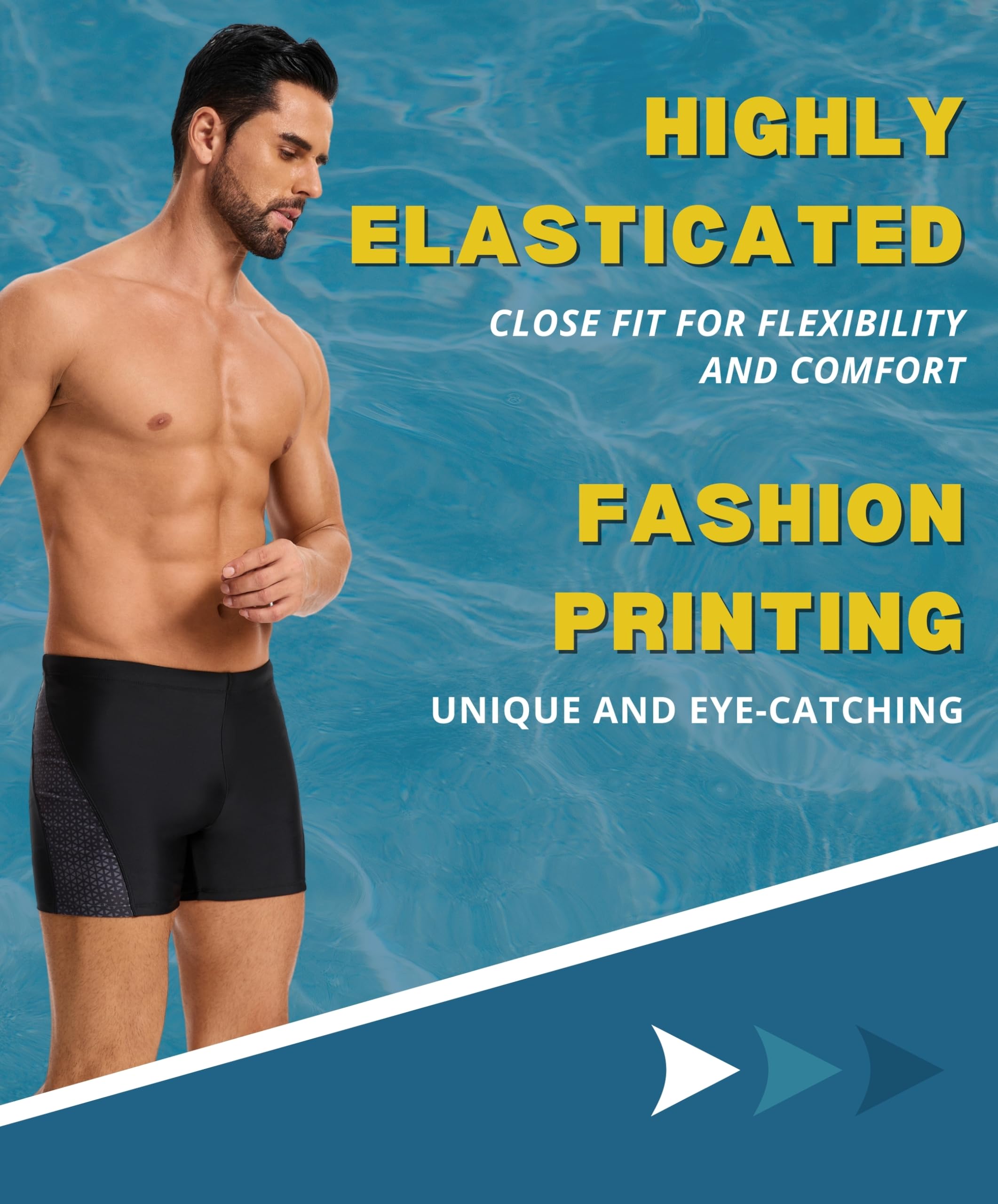 AMZSPORT Badehose Herren Kurz Schwimmhose Eng Wassersport Badeshorts