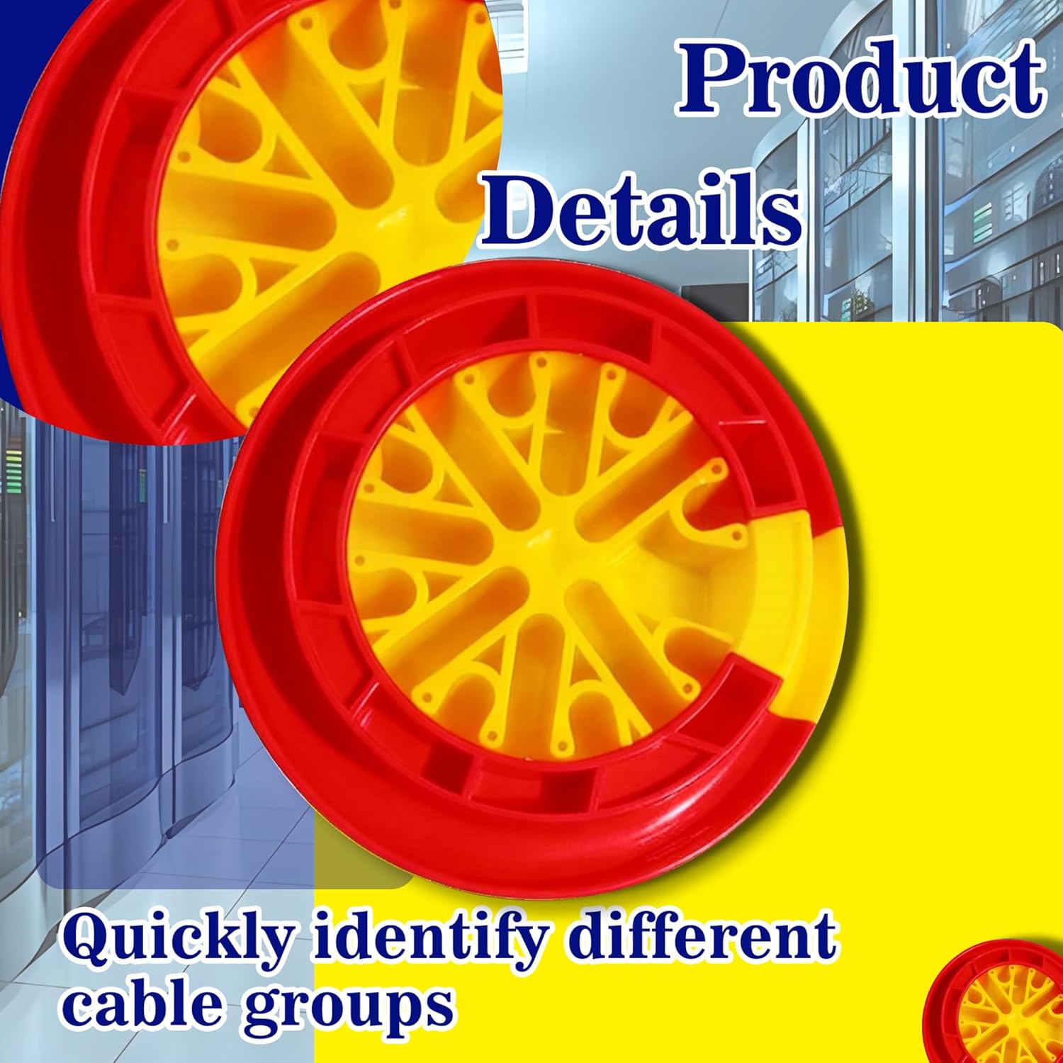 Wire Comb for Network Ethernet Cable Management Organizer Tool with Cat5 Cat6 Wire Straightener Low Voltage PSU Organizing Tool (2 Pack Red Yellow)