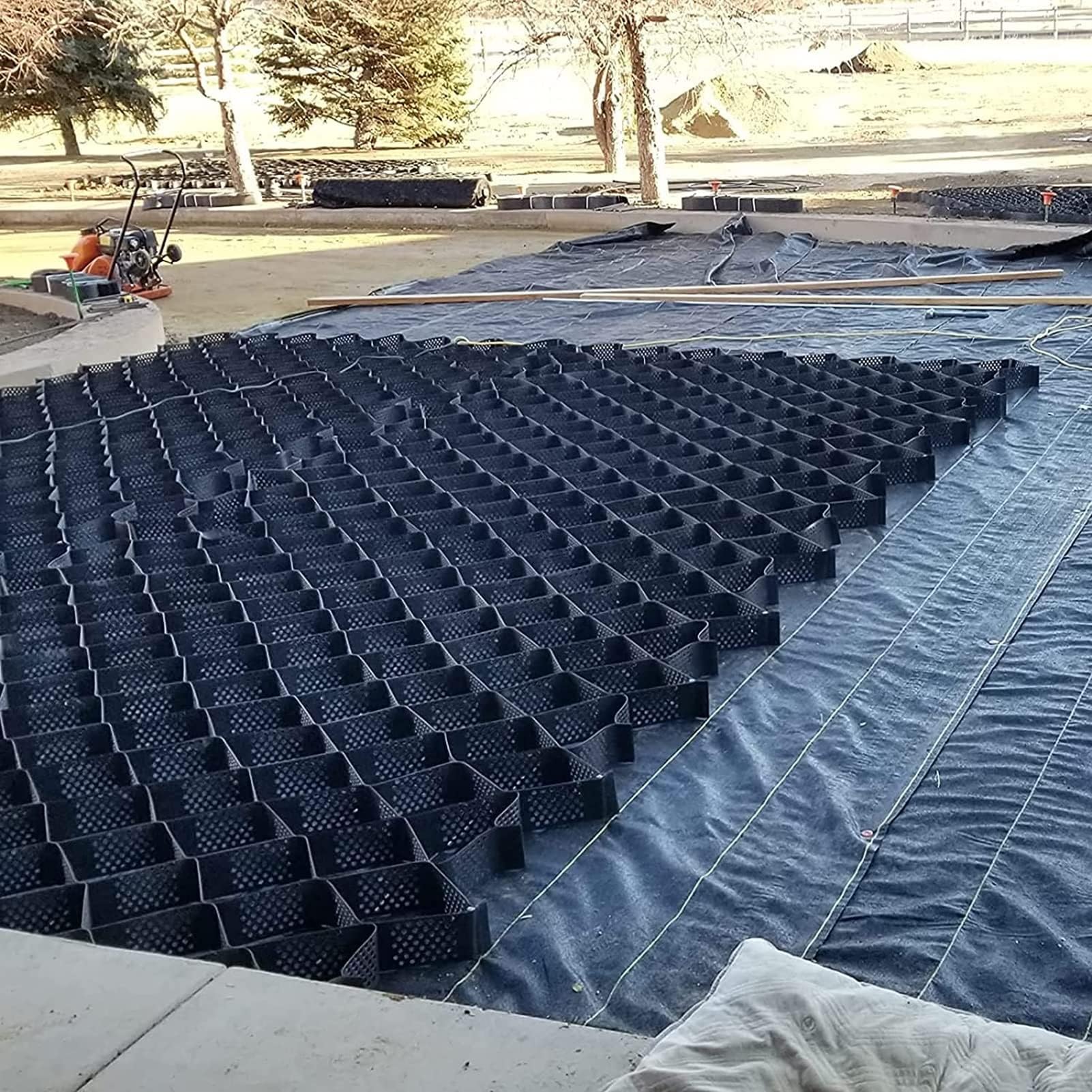 Geogrid Driveway Geogrid Permeable Pavers, Landscaping Parking Lots Expandable Gravel Stabilizer, Heavy Fill Honeycomb-Shape Confinement System (Size : 2m x 10m (6.5ft x 33ft))