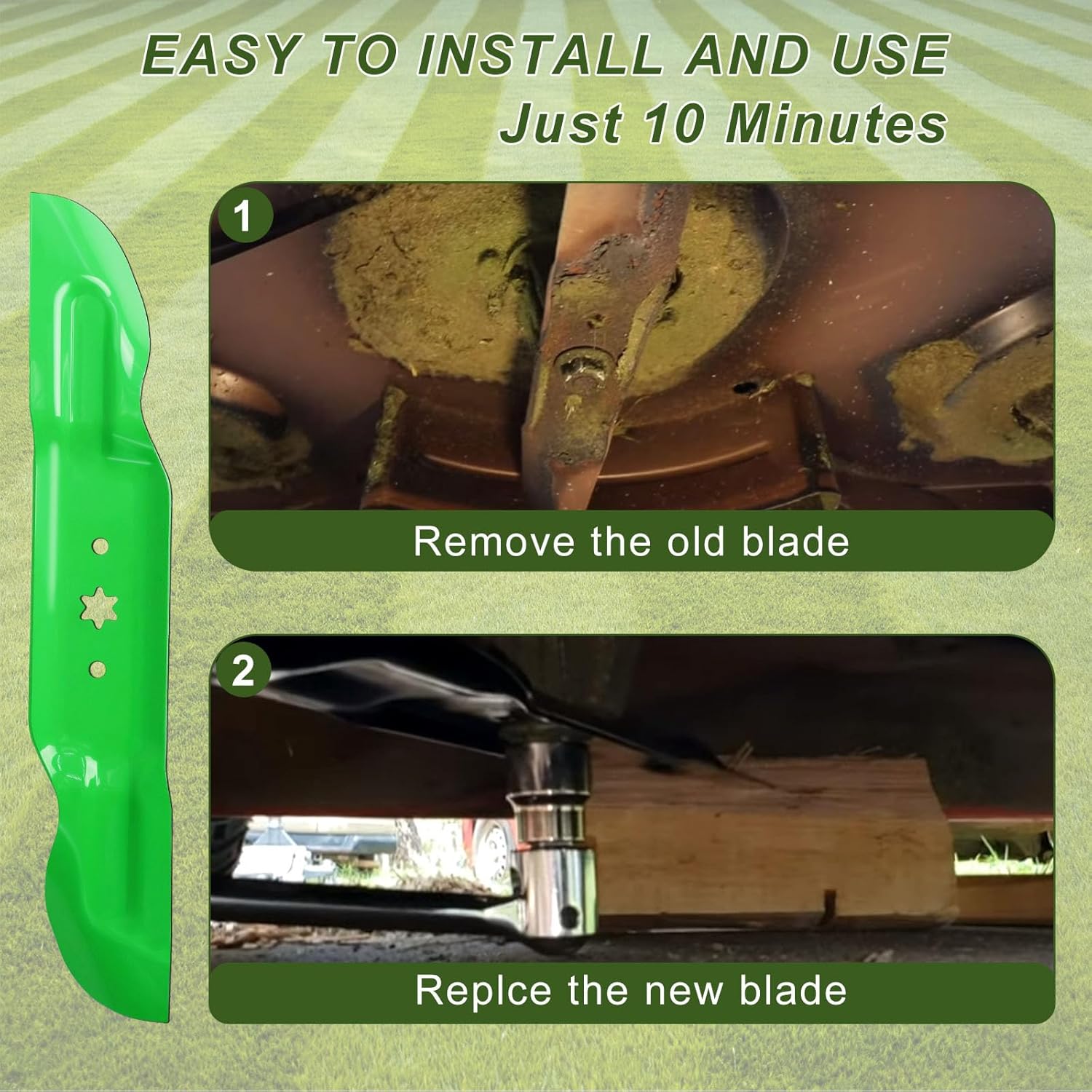 Wadoy 490-110-C187 Mower Blade Compatible with Cub Cadett 60" Deck High Lift Mower Blades 3 Pack for Model ZT2 ZT3 05620 742-05620 742P05620