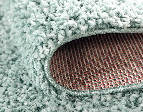 Miniatura 8 de Unique Loom Davos Shag Collection - Alfombra de área, color liso (7 pies 10 pulgadas, cuadrada, aguamarina)