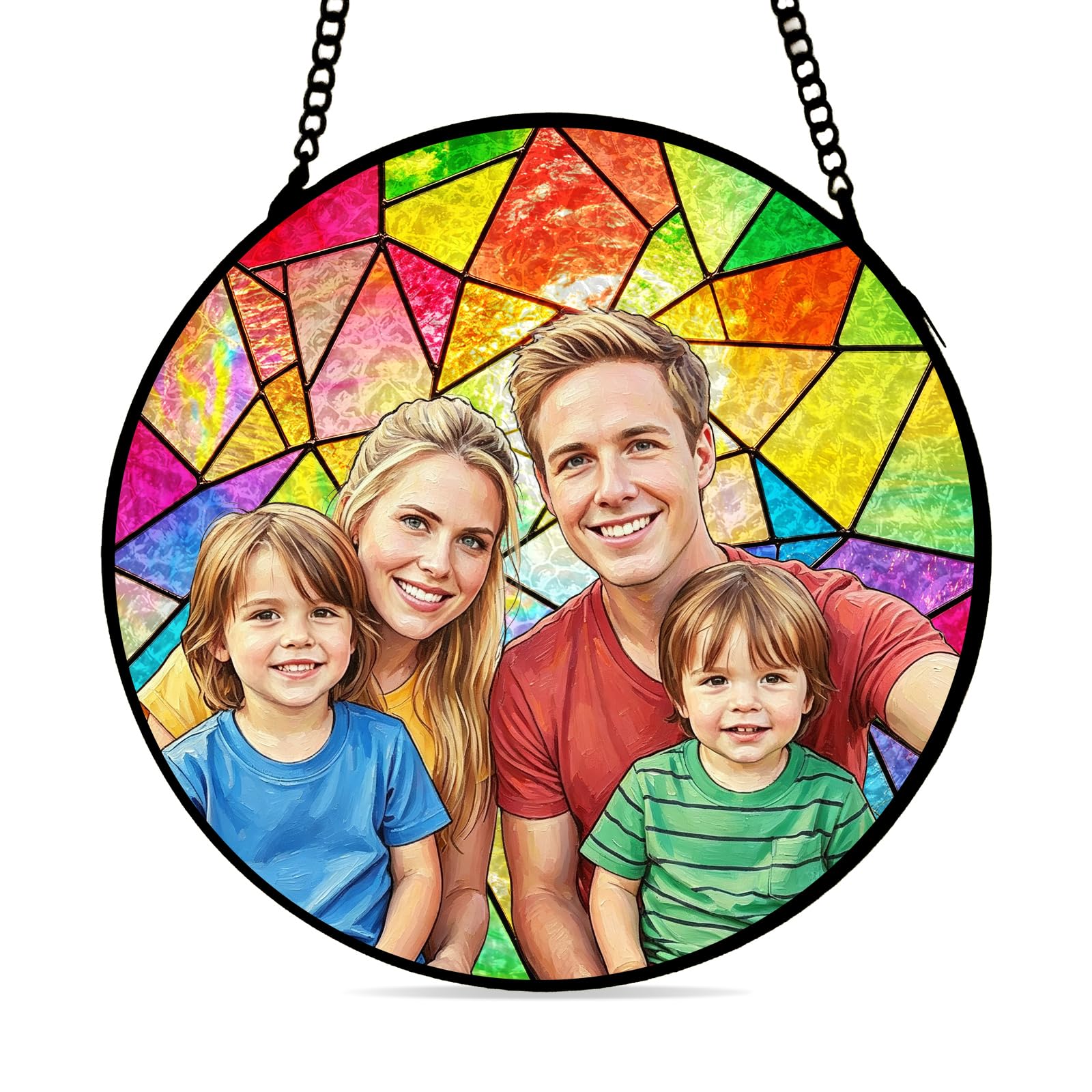 Personalised Suncatcher with Your Photo Stained Glass Window Hanging