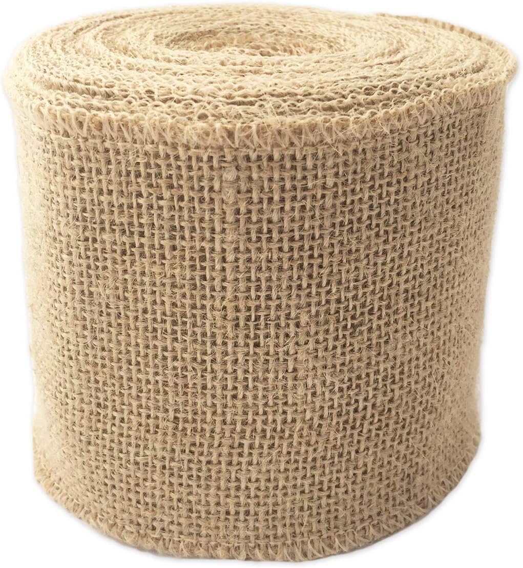 LWR CRAFTS Natural Burlap Ribbon 32 Feet (4")