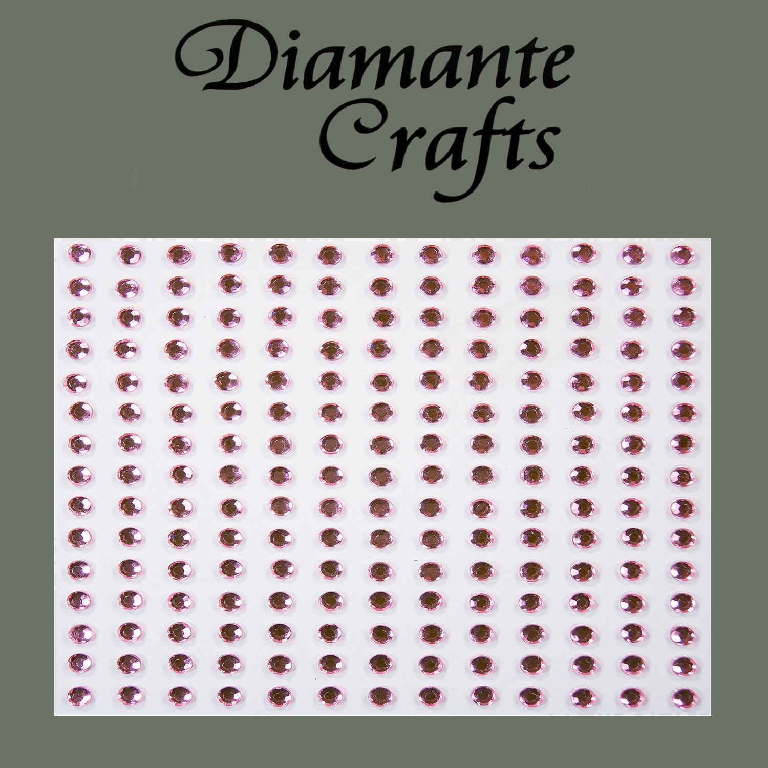 Diamante Crafts 195 x 3mm Light Pink Diamante Self Adhesive Rhinestone Craft Embellishment Gems - created exclusively