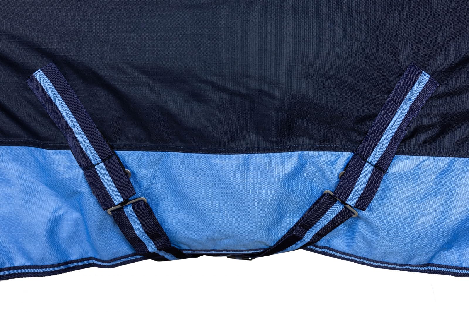 RL24 - Weidedecke Full Neck Basicline 600D Nylonfutter m. Füllung – Pferde Winterdecke – wasserdichte Outdoordecke m. Kreuzbegurtung – Pferdedecke in Blau/Babyblau – Größe 135cm (100g/m²)