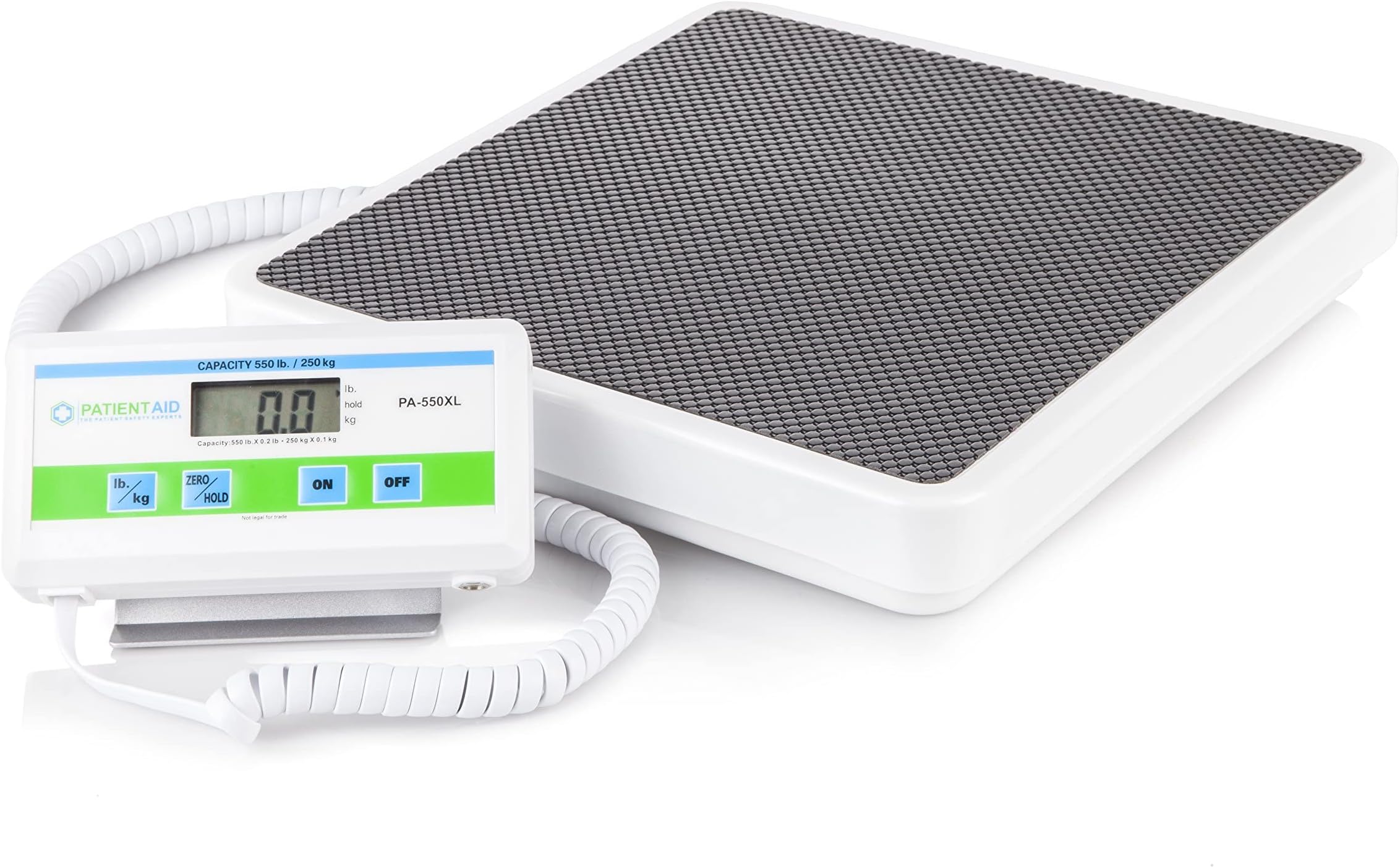 Medical Grade Floor Scale - Portable - Easy to Read Digital Display - Heavy Duty - Home, Hospital & Physician Use - Pound & Kilogram Settings - 12" x 12.5" Platform - 550 lb Limit by Patient Aid