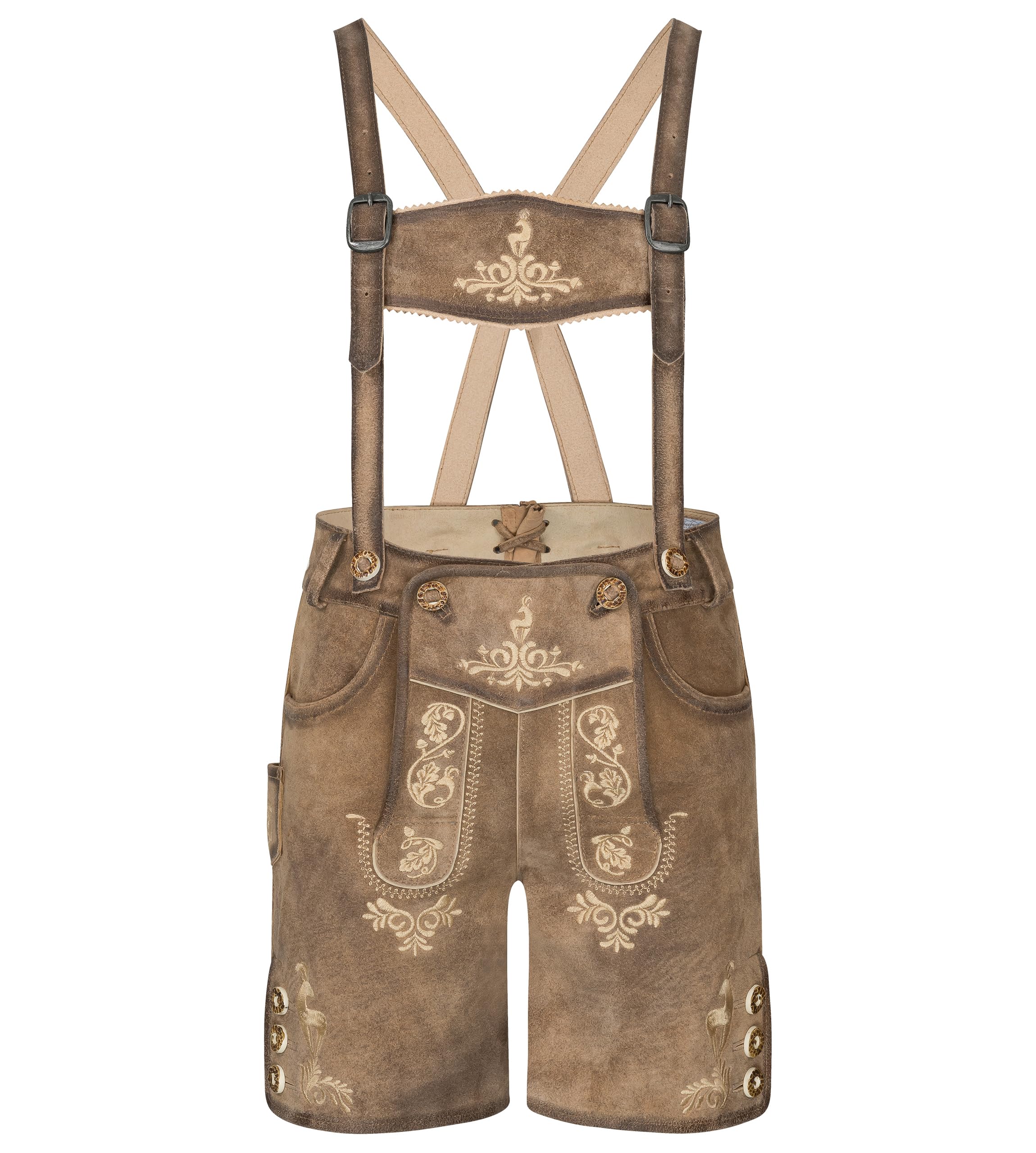 Schöneberger Trachten Couture Pantaloni in pelle vintage per bambini, stile bavarese, in vera pelle, con bretelle, per Oktoberfest, Michi