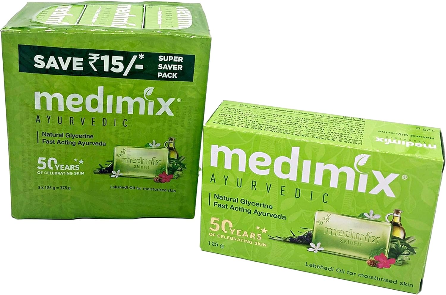 Medmix Ayurvedic Glycerine Soap 125g x 3 Bars (375g) Expiry Oct 2022